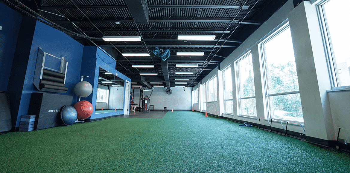 Turf running rehab area at Cohen Health and Performance