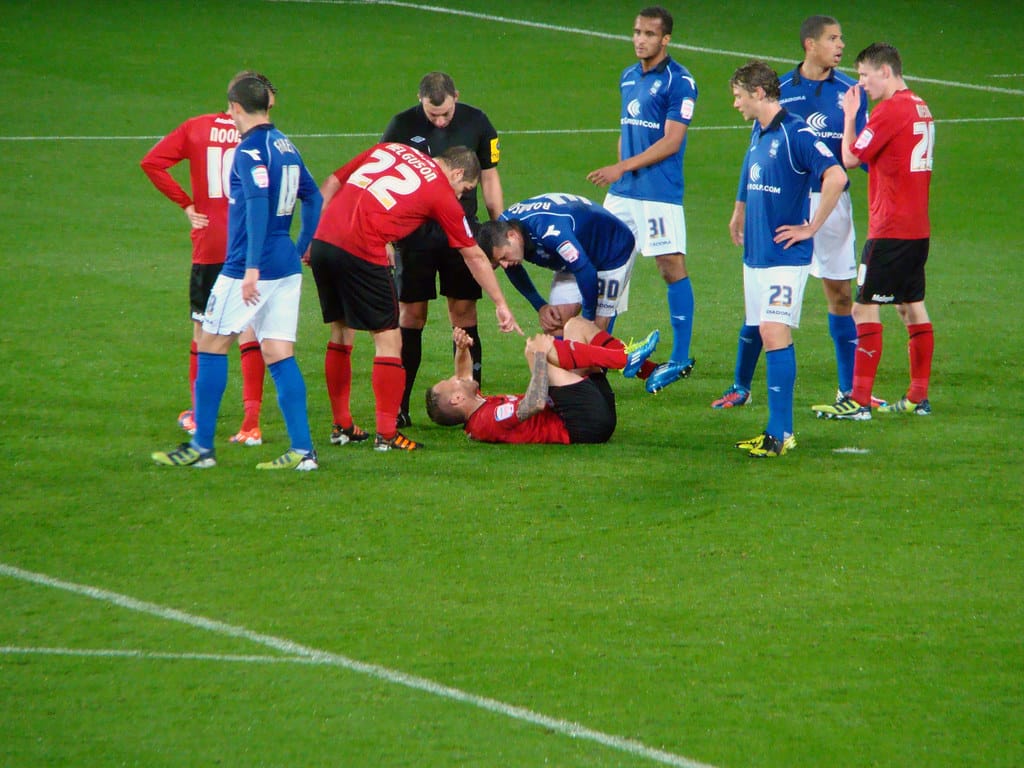 Soccer player knee injury