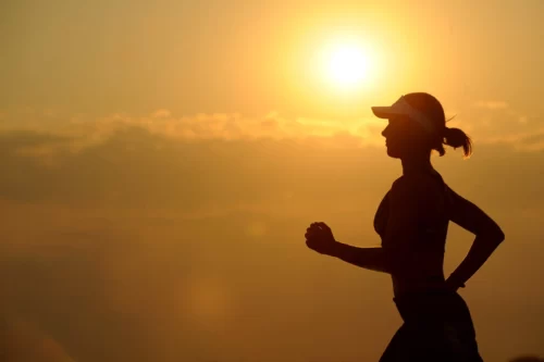 Woman running shadow image