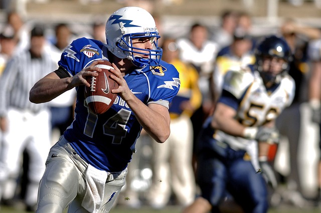 Quarterback rolling out with the ball